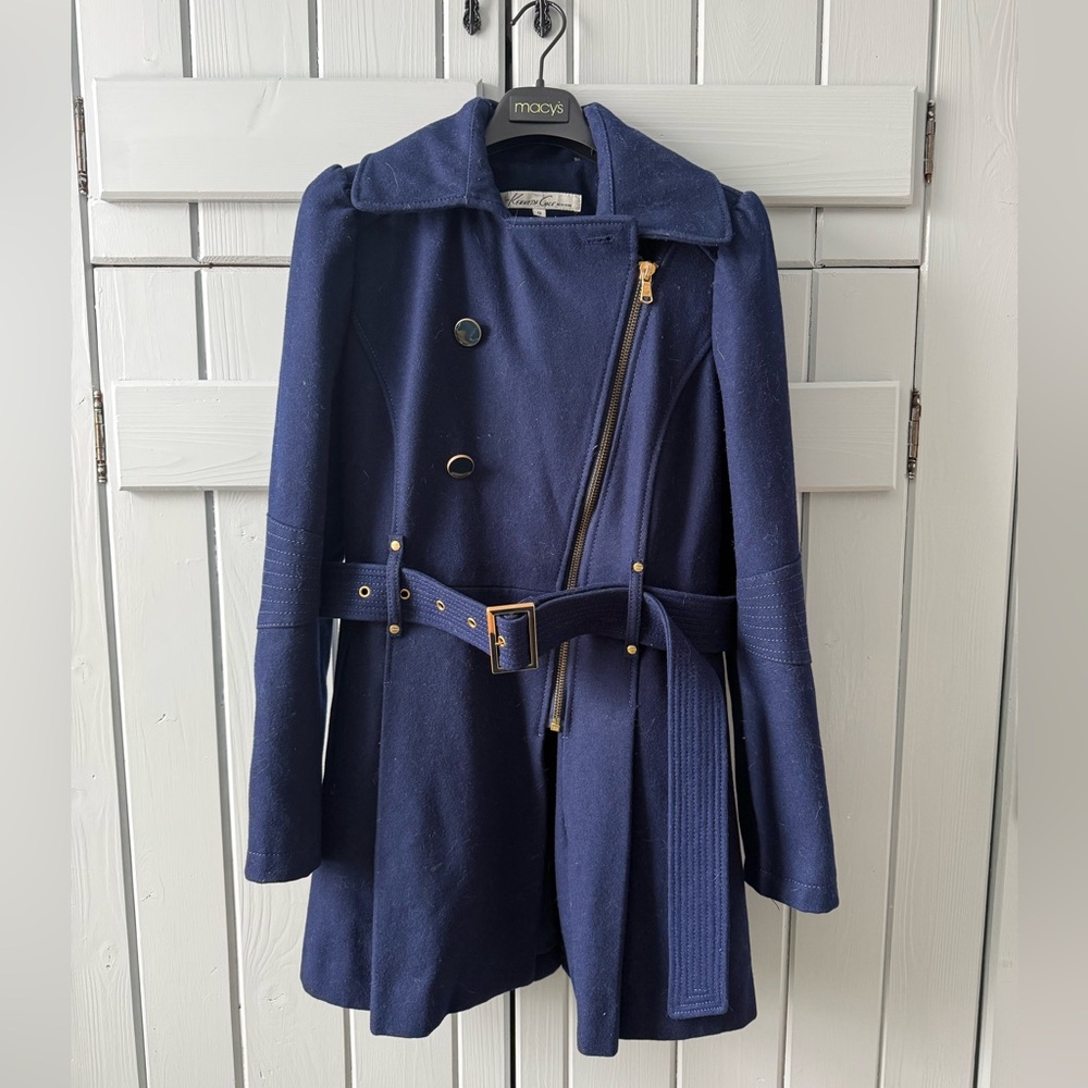 Kenneth Cole New York Navy Belted Trench Coat